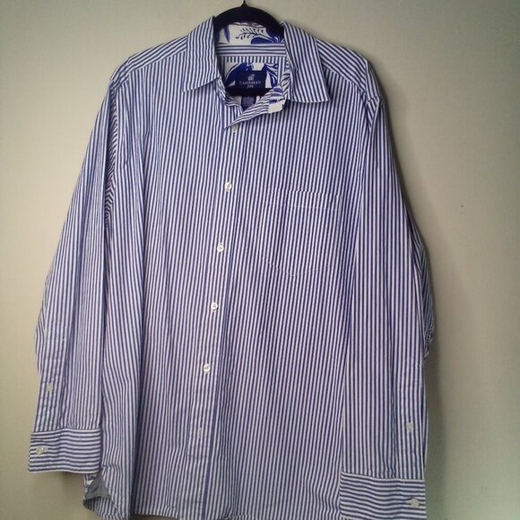 Caribbean Joe Shirt Men XL Button Up Long Sleeve Nautical Stripe Blue White - Picture 2 of 15